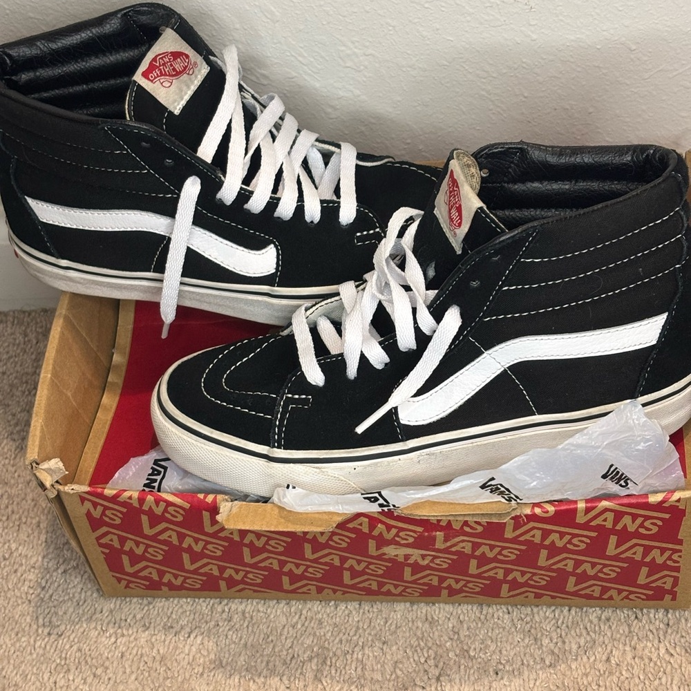 Vans Black and White High-Top Sneakers